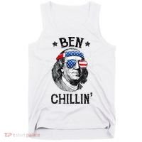 Ben Chillin 4th of July Ben Franklin USA Independence Flag Tank Top thumb 0