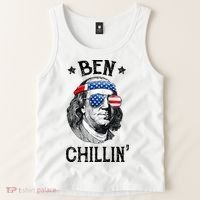 Ben Chillin 4th of July Ben Franklin USA Independence Flag Tank Top thumb 2