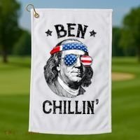 Ben Chillin 4th of July Ben Franklin USA Independence Flag Golf Towel thumb 1
