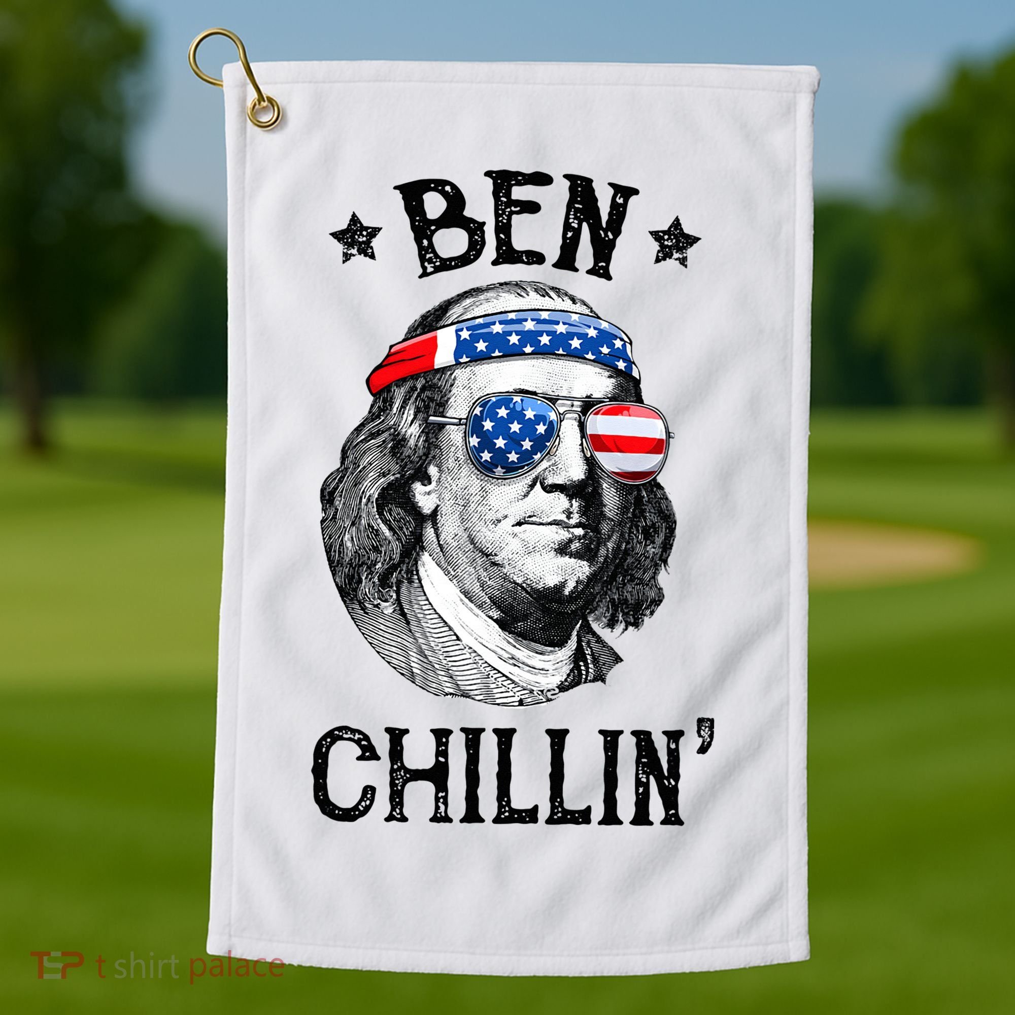 Ben Chillin 4th of July Ben Franklin USA Independence Flag Golf Towel