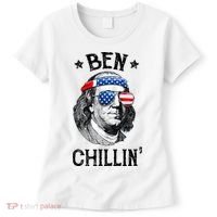 Ben Chillin 4th of July Ben Franklin USA Independence Flag Women's T-Shirt thumb 0