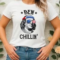 Ben Chillin 4th of July Ben Franklin USA Independence Flag Women's T-Shirt thumb 2