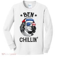 Ben Chillin 4th of July Ben Franklin USA Independence Flag Kids Long Sleeve Shirt thumb 0