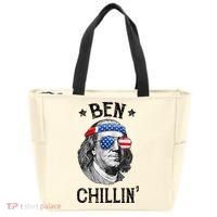 Ben Chillin 4th of July Ben Franklin USA Independence Flag Tote Bag thumb 0