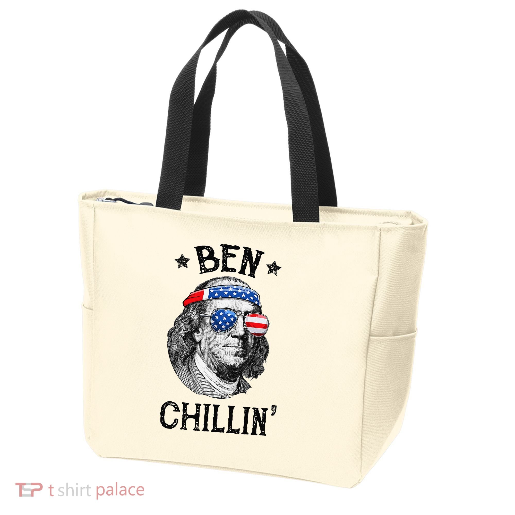 Ben Chillin 4th of July Ben Franklin USA Independence Flag Tote Bag