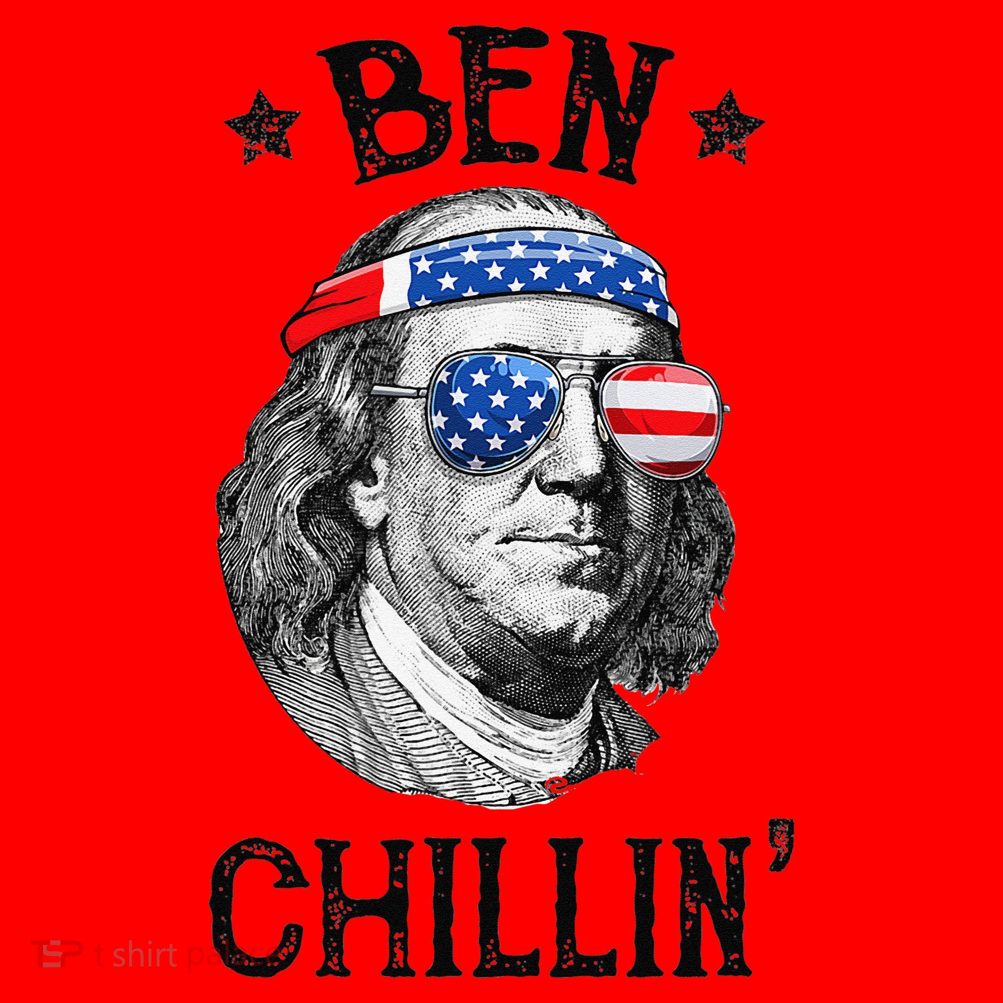 Ben Chillin 4th of July Ben Franklin USA Independence Flag Santa Hat