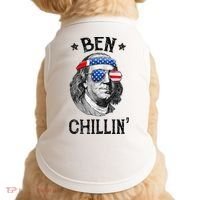 Ben Chillin 4th of July Ben Franklin USA Independence Flag Doggie Tank thumb 0