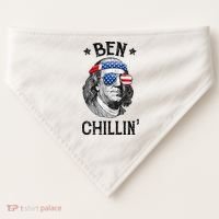 Ben Chillin 4th of July Ben Franklin USA Independence Flag USA-Made Doggie Bandana thumb 0