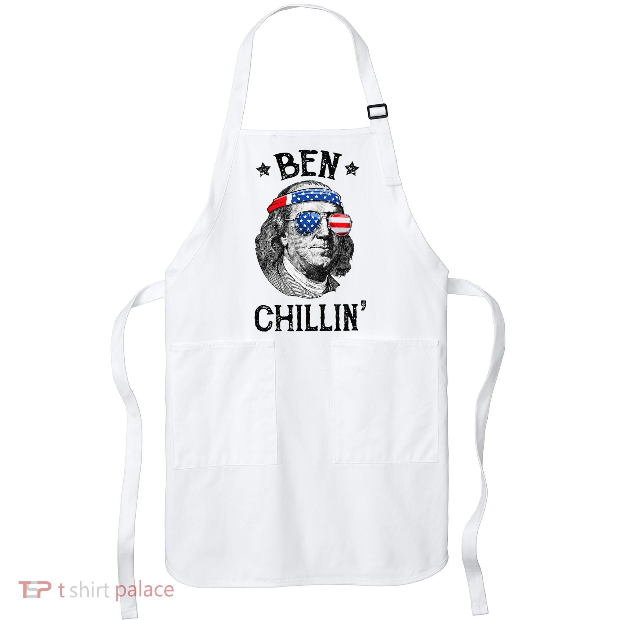 Ben Chillin 4th of July Ben Franklin USA Independence Flag Apron