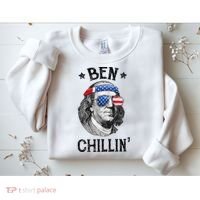 Ben Chillin 4th of July Ben Franklin USA Independence Flag Sweatshirt thumb 2