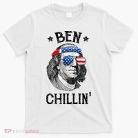 Ben Chillin 4th of July Ben Franklin USA Independence Flag T-Shirt thumb 0
