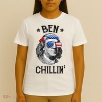 Ben Chillin 4th of July Ben Franklin USA Independence Flag T-Shirt thumb 4