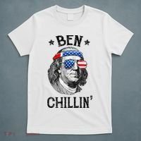 Ben Chillin 4th of July Ben Franklin USA Independence Flag T-Shirt thumb 5