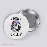 Ben Chillin 4th of July Ben Franklin USA Independence Flag Button thumb 0