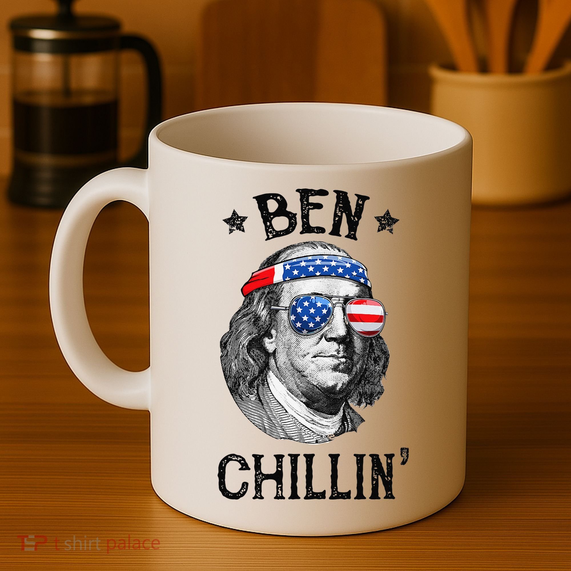 Ben Chillin 4th of July Ben Franklin USA Independence Flag Coffee Mug