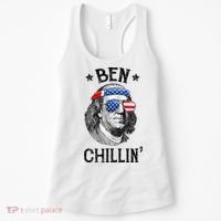 Ben Chillin 4th of July Ben Franklin USA Independence Flag Women's Tank Top thumb 0