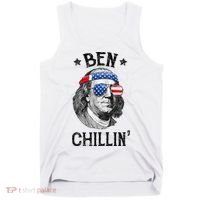 Ben Chillin 4th of July Ben Franklin USA Independence Flag Tank Top thumb 0