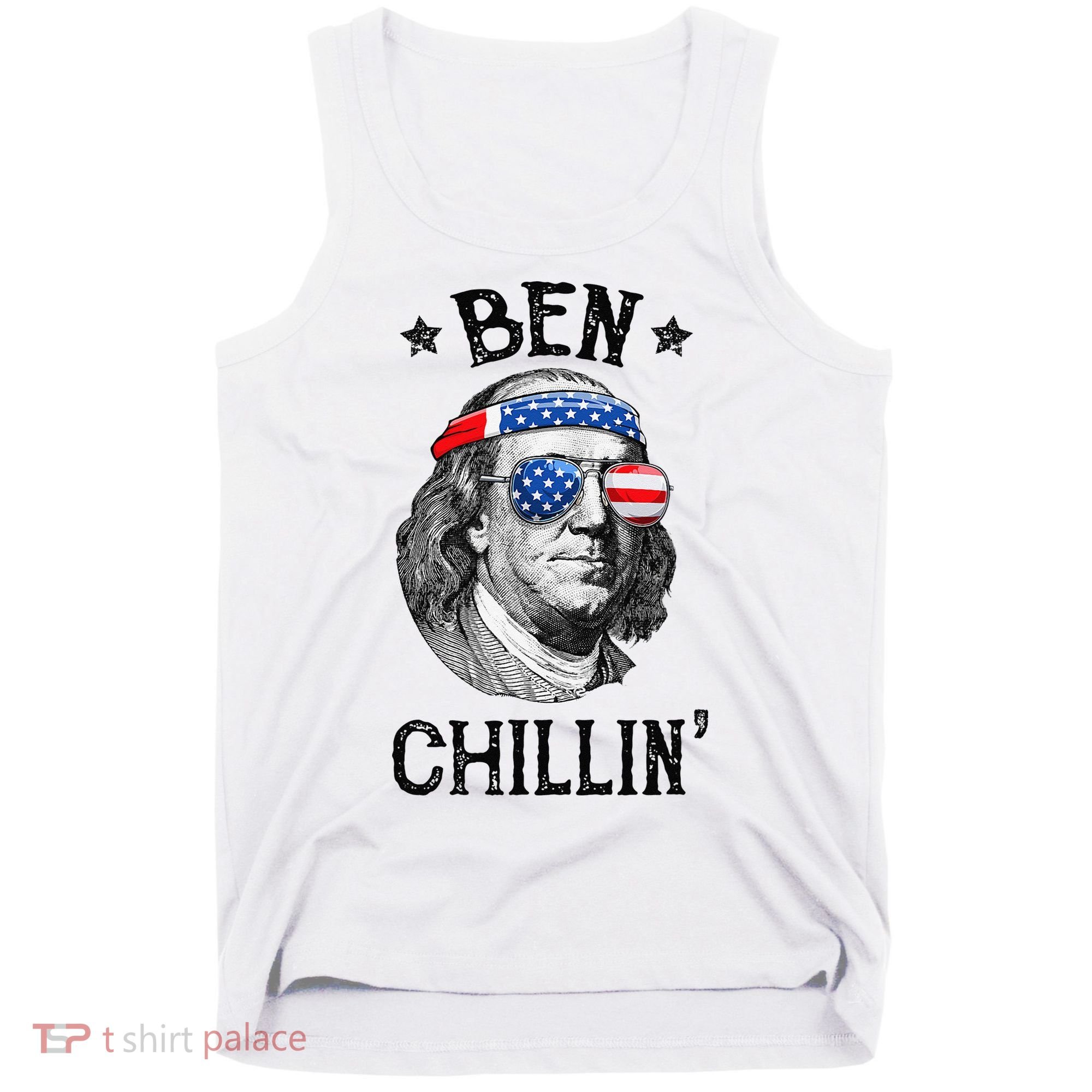 Ben Chillin 4th of July Ben Franklin USA Independence Flag Tank Top