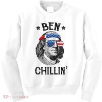Ben Chillin 4th of July Ben Franklin USA Independence Flag Kids Sweatshirt thumb 0