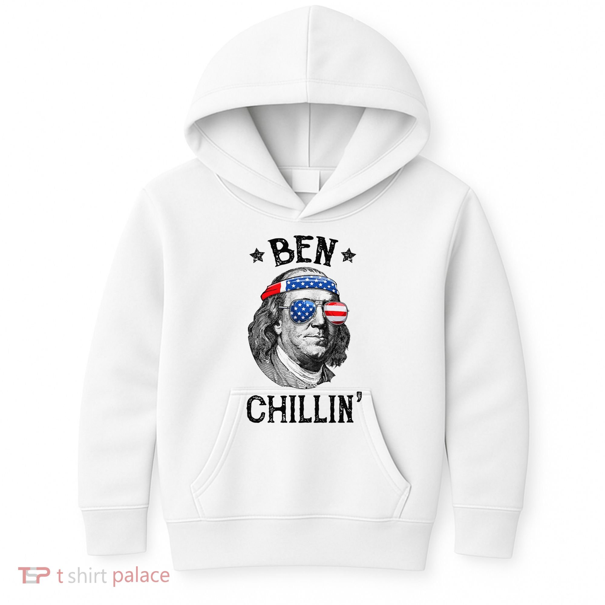 Ben Chillin 4th of July Ben Franklin USA Independence Flag Kids Hoodie