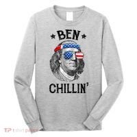 Ben Chillin 4th Of July Ben Franklin USA Independence Flag Long Sleeve Shirt thumb 0