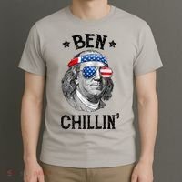 Ben Chillin 4th Of July Ben Franklin USA Independence Flag T-Shirt thumb 3