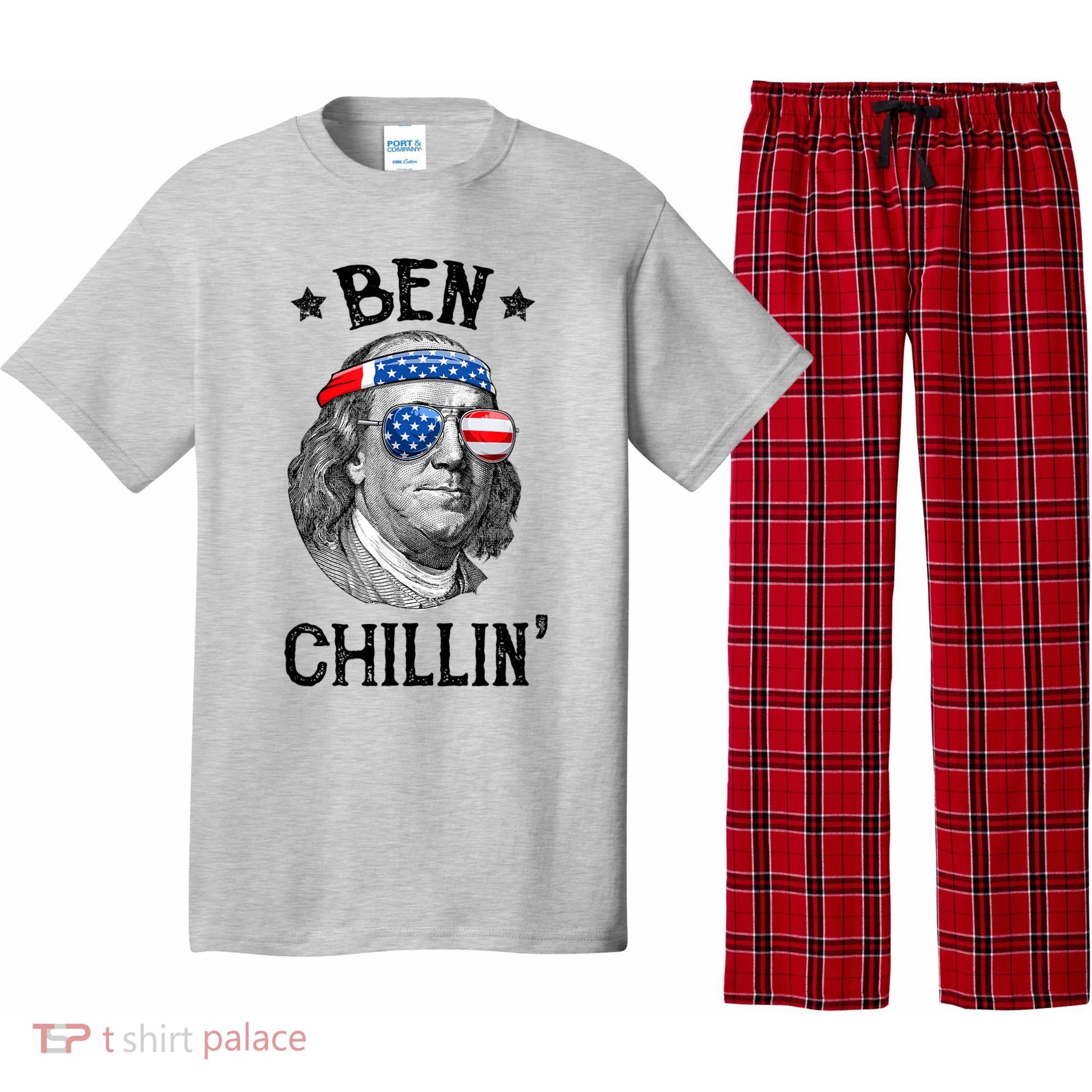 Ben Chillin 4th Of July Ben Franklin USA Independence Flag Pajama Set