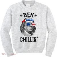 Ben Chillin 4th Of July Ben Franklin USA Independence Flag Kids Sweatshirt thumb 0