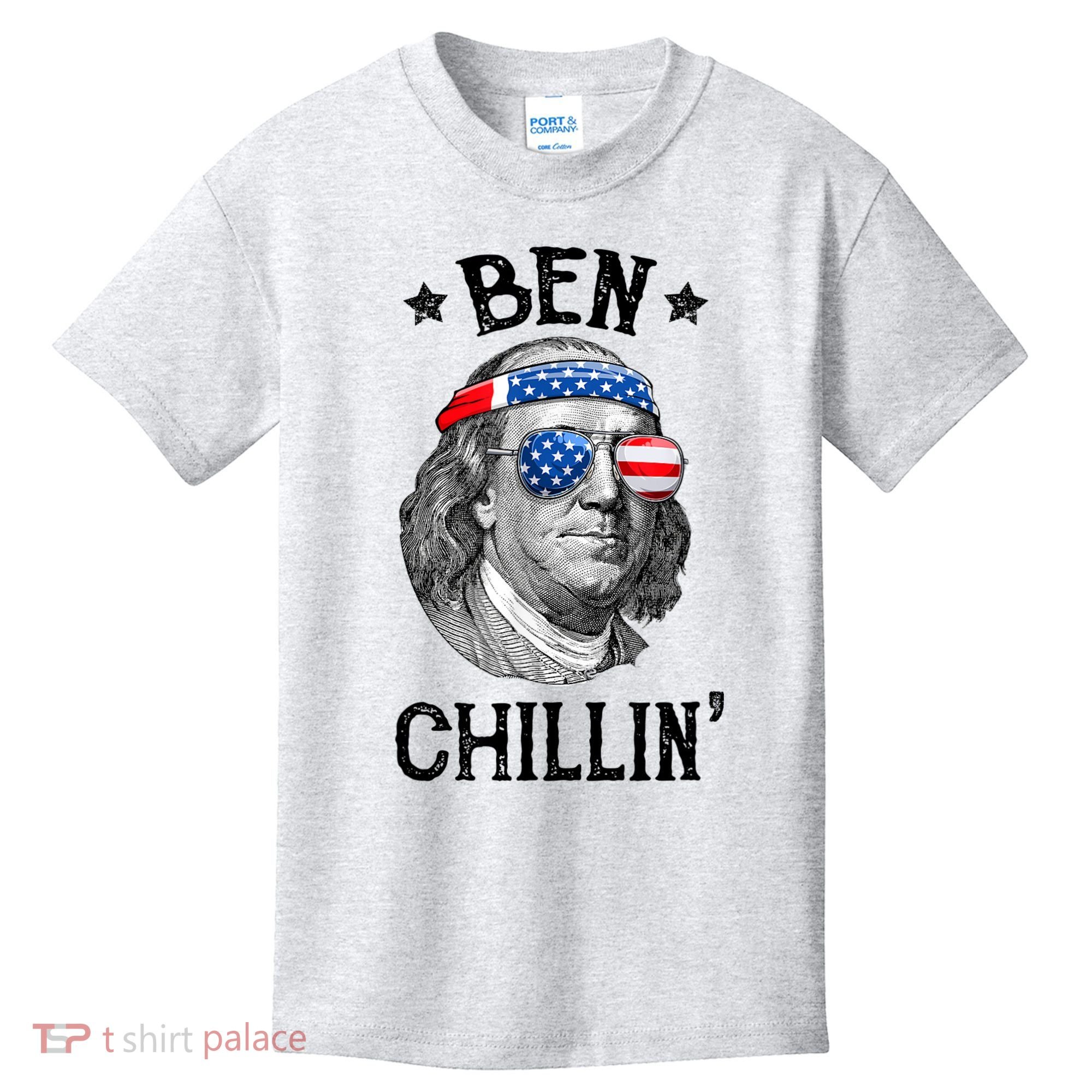 Ben Chillin 4th Of July Ben Franklin USA Independence Flag Kids T-Shirt