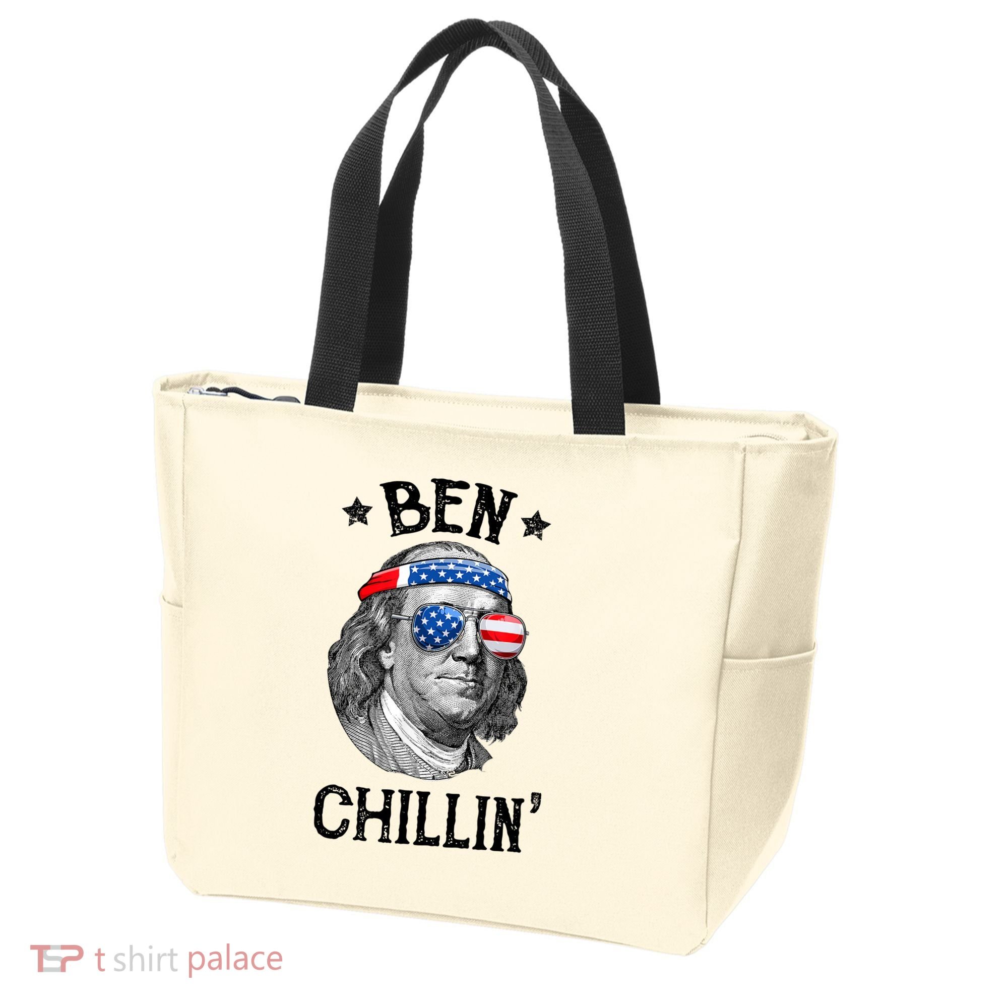 Ben Chillin 4th Of July Ben Franklin USA Independence Flag Tote Bag