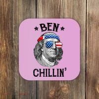 Ben Chillin 4th Of July Ben Franklin USA Independence Flag Coaster thumb 0