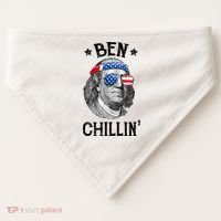 Ben Chillin 4th Of July Ben Franklin USA Independence Flag USA-Made Doggie Bandana thumb 0
