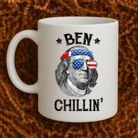 Ben Chillin 4th Of July Ben Franklin USA Independence Flag Coffee Mug thumb 2