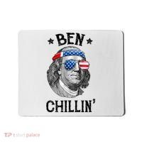 Ben Chillin 4th Of July Ben Franklin USA Independence Flag Mousepad thumb 0