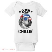 Ben Chillin 4th Of July Ben Franklin USA Independence Flag Baby Bodysuit thumb 0
