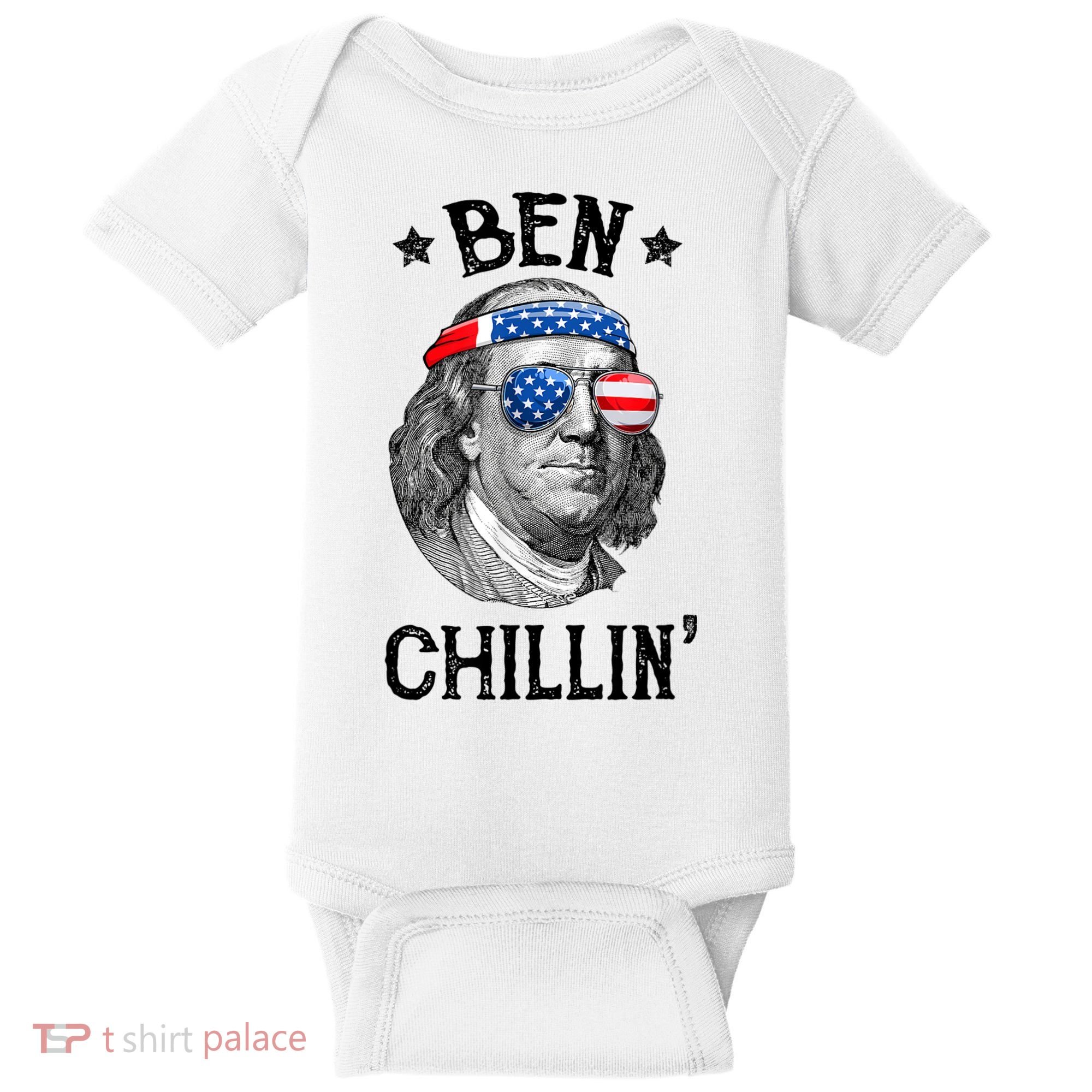 Ben Chillin 4th Of July Ben Franklin USA Independence Flag Baby Bodysuit