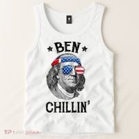 Ben Chillin 4th Of July Ben Franklin USA Independence Flag Tank Top thumb 2