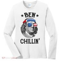 Ben Chillin 4th Of July Ben Franklin USA Independence Flag Women's Long Sleeve Shirt thumb 0