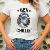 Ben Chillin 4th Of July Ben Franklin USA Independence Flag Women's T-Shirt thumb 2