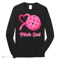 Breast Cancer Awareness Heart Ribbon Pickleball Pink Out Long Sleeve Shirt thumb 0