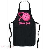 Breast Cancer Awareness Heart Ribbon Pickleball Pink Out Apron thumb 0