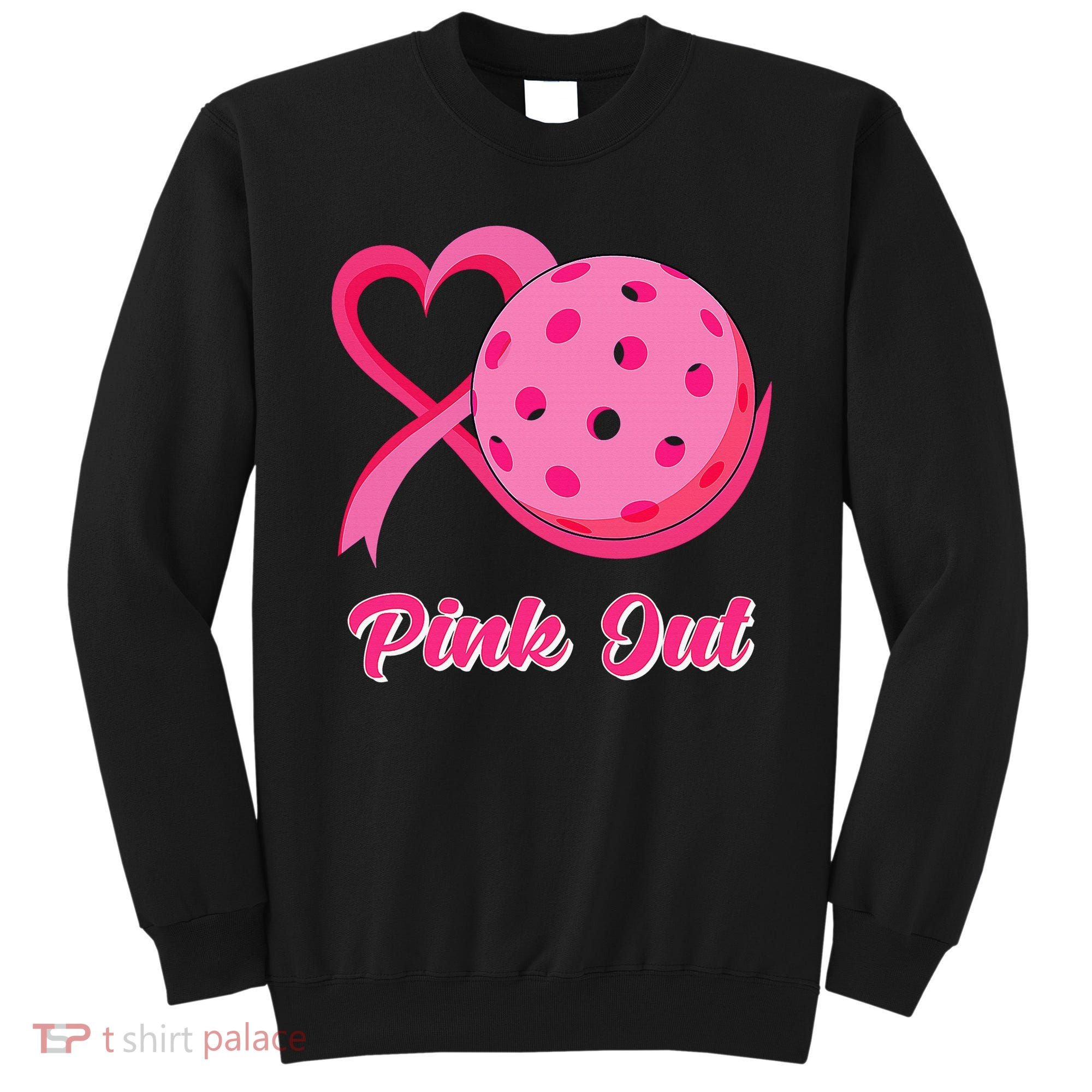 Breast Cancer Awareness Heart Ribbon Pickleball Pink Out Sweatshirt