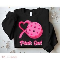 Breast Cancer Awareness Heart Ribbon Pickleball Pink Out Sweatshirt thumb 2