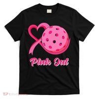 Breast Cancer Awareness Heart Ribbon Pickleball Pink Out T-Shirt thumb 0