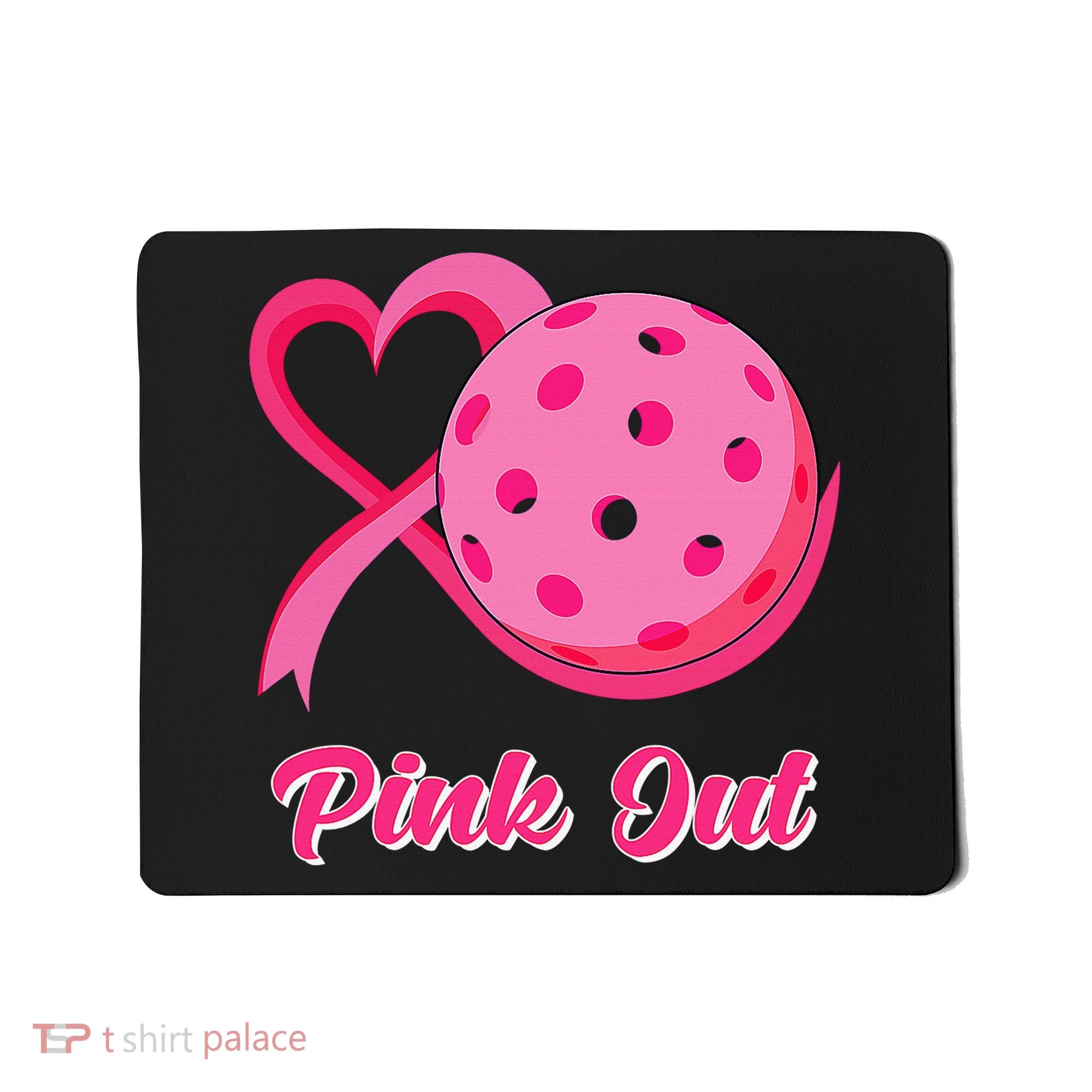 Breast Cancer Awareness Heart Ribbon Pickleball Pink Out Mousepad