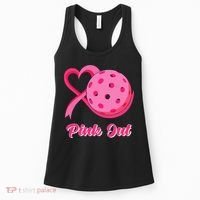 Breast Cancer Awareness Heart Ribbon Pickleball Pink Out Women's Tank Top thumb 0