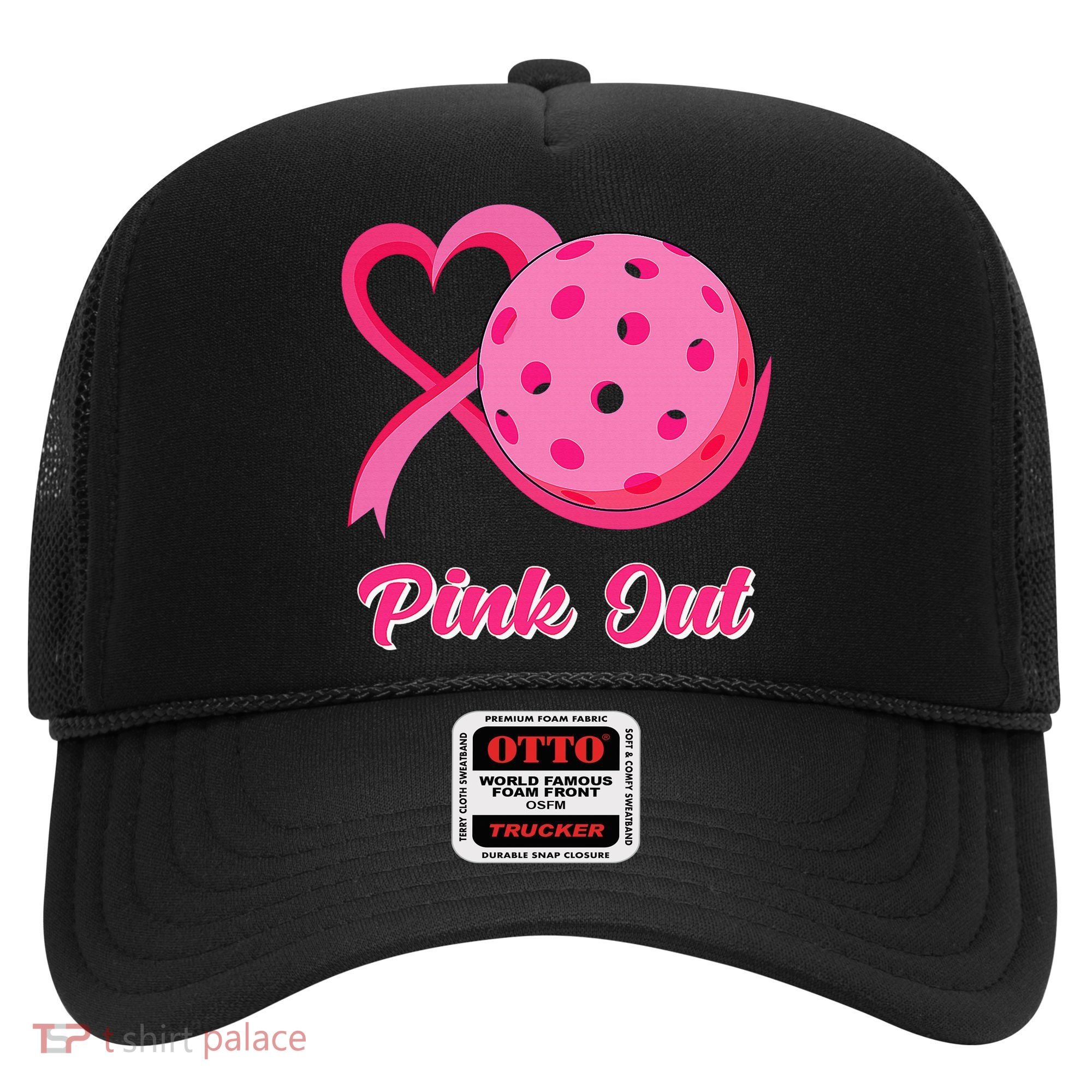 Breast Cancer Awareness Heart Ribbon Pickleball Pink Out Hat