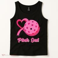 Breast Cancer Awareness Heart Ribbon Pickleball Pink Out Tank Top thumb 2