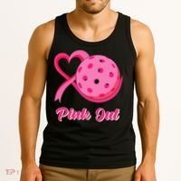 Breast Cancer Awareness Heart Ribbon Pickleball Pink Out Tank Top thumb 3