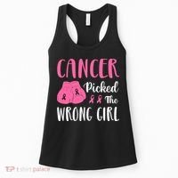 Breast Cancer Awareness Pink Boxing Gloves Cancer Picked The Wrong Girl Women's Tank Top thumb 0